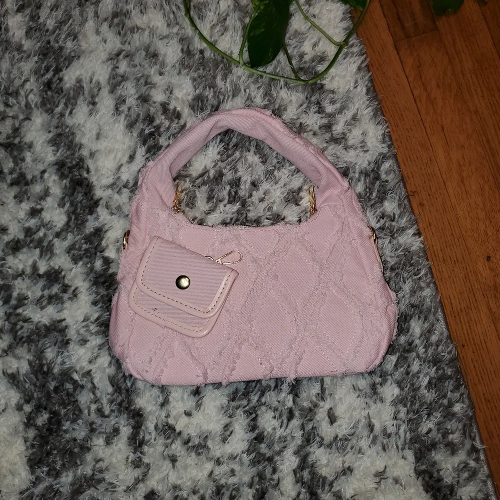 Argyle Pattern Raw Hem Shoulder Bag - Picture 2 of 9